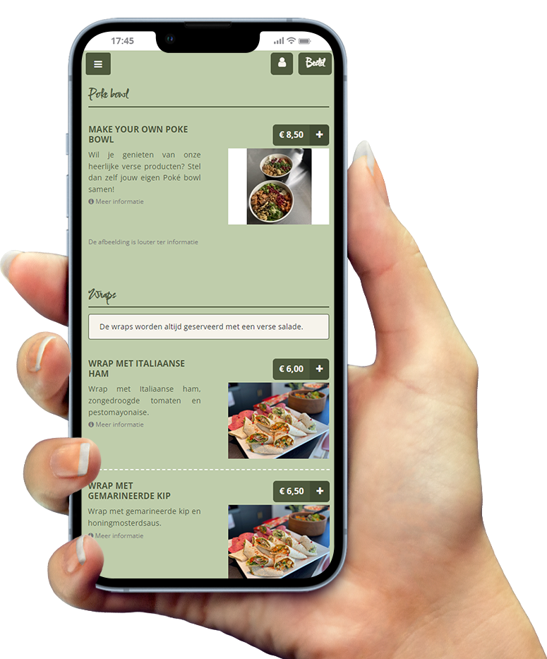 Voorbeeld van onze app op smartphone